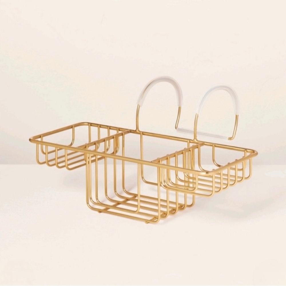 Hearth & Hand with Magnolia Over-the-Side Wired Bathtub Caddy Brass Finish
